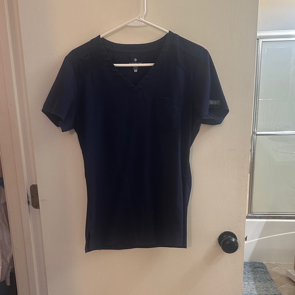 Med couture navy blue small scrub top